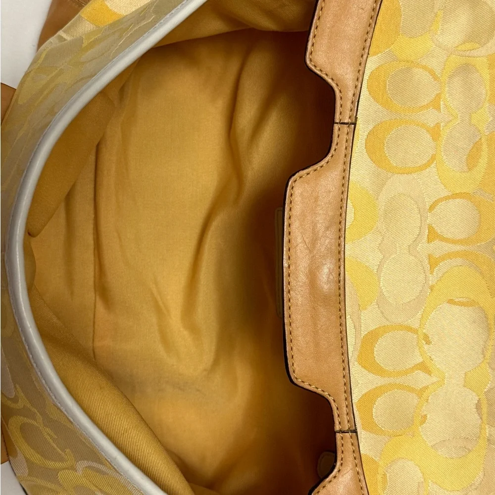 Coach Optic Signature Flap Satchel in Tan and Yellow Women's Bag - Picture 6 of 12